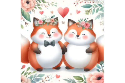 chubby cute couple fox love