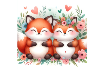 chubby cute couple fox love