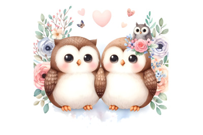 cute couple owl love