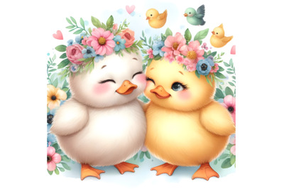 chubby cute couple duck love