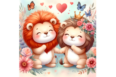 cute couple lion love