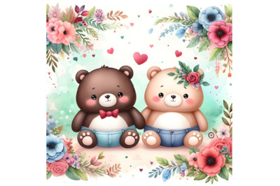 chubby cute couple bear love