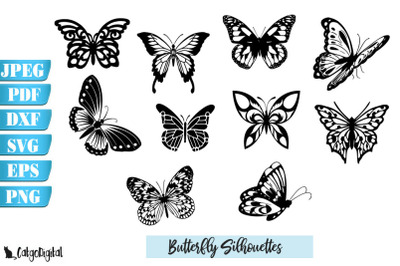 Butterfly Silhouettes Stencils Clipart