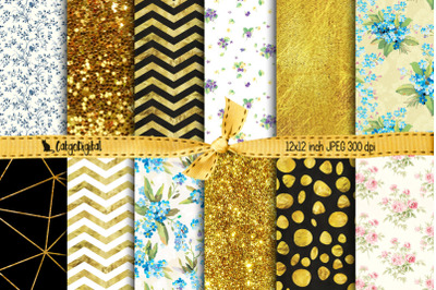 Floral Gold Background Papers