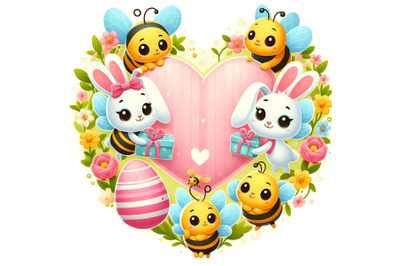 Heart-shaped Easter Decoration with Bees