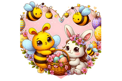 Heart-shaped Easter Decoration with Bees