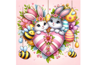 Heart-shaped Easter Decoration with Bees