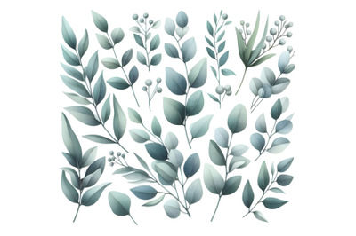 Watercolor Eucalyptus Leaves