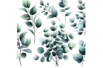 Watercolor Eucalyptus Leaves