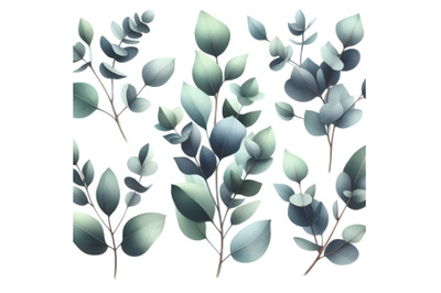 Watercolor Eucalyptus Leaves