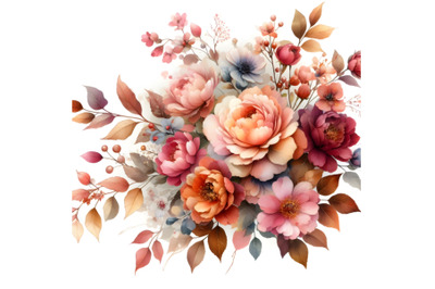 Beautiful Watercolor Flowers in Warm Tones