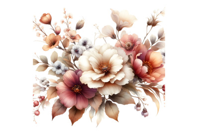 Beautiful Watercolor Flowers in Warm Tones