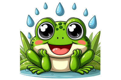 Adorable Green Frog with Wide Eyes and a Smile