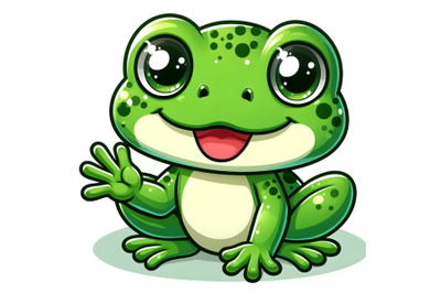 Adorable Green Frog with Wide Eyes and a Smile