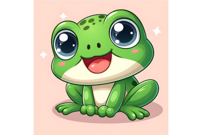 Adorable Green Frog with Wide Eyes and a Smile