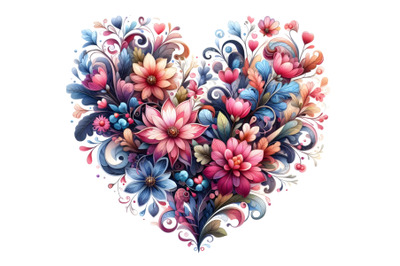 Heart-Shaped Floral Pattern for Valentine&#039;s Day