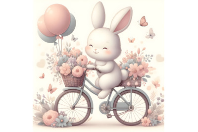 Adorable Bunny on Vintage Bike