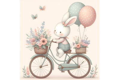 Adorable Bunny on Vintage Bike