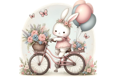 Adorable Bunny on Vintage Bike