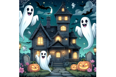 Spooky Ghosts in a Haunted House