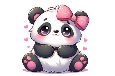 Adorable Panda Bear with Pink Bow