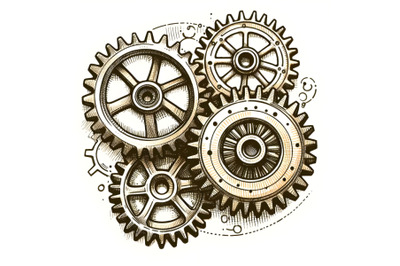 Hand-drawn vintage gears