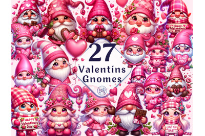 Valentine&#039;s Day Gnome Clipart Bundle