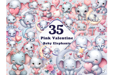 Cute Valentine Baby Elephant Clipart PNG