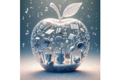 an apple made of crystal