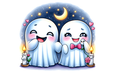 Cute adorable Ghost couple