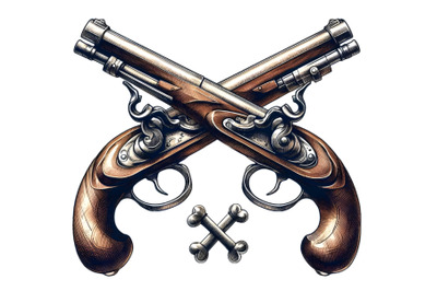 Crossed flintlock pistols