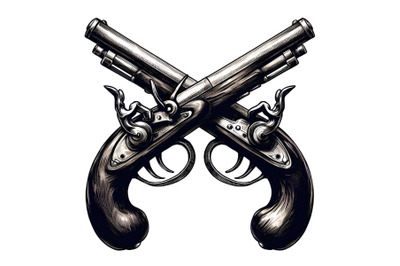 Crossed flintlock pistols