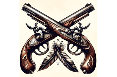 Crossed flintlock pistols