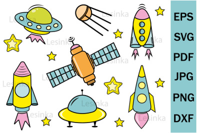 Children&#039;s space clipart for printing, sublimation