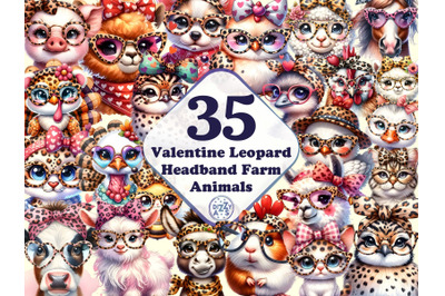 Valentine Leopard Headband Farm Animals 35 PNG Valentines Day Clipart