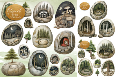 Forest Pebbles Clipart Set