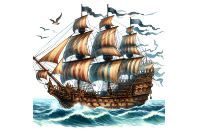 Pirate ship illustration