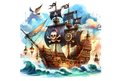 Pirate ship illustration