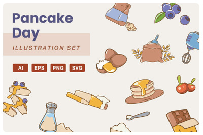 Pancake Day Illustration Set