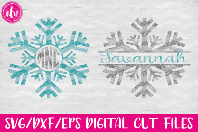 Winter Snowflake, Monogram - SVG, DXF, EPS Digital Cut Files
