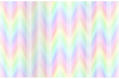 Seamless rainbow guilloche lines pattern. Multicolored wavy line textu