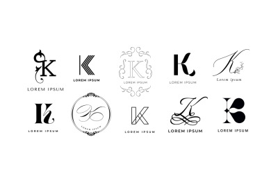 Creative K emblem. Letter k monogram for key, royal king and kitchen c