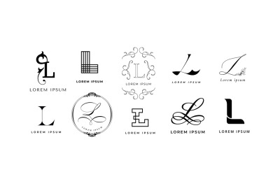Creative L emblem. Luxury letter l monogram, lettering sign and geomet
