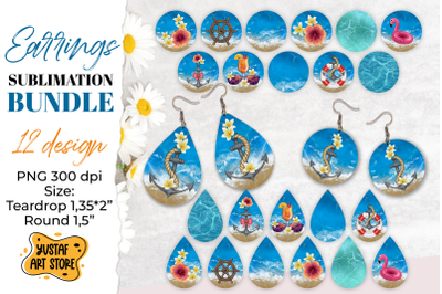 Cruise and Sea Earrings Sublimation. Teardrop/Round bundle