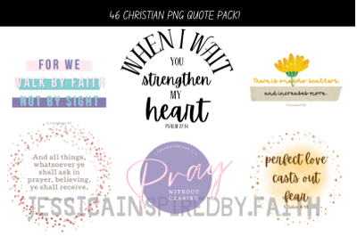 46 Christian Quote Bible Verse PNG Pack