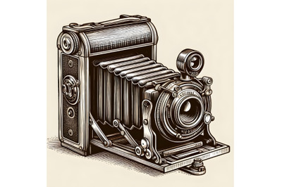 Old vintage camera with bellows