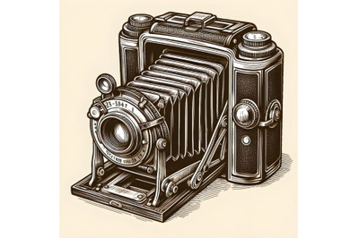 Old vintage camera with bellows