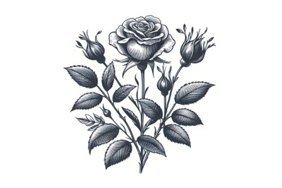 Rose with leaves