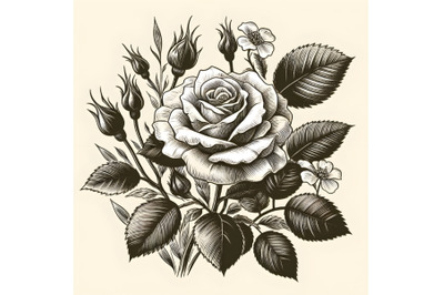 Rose with leaves