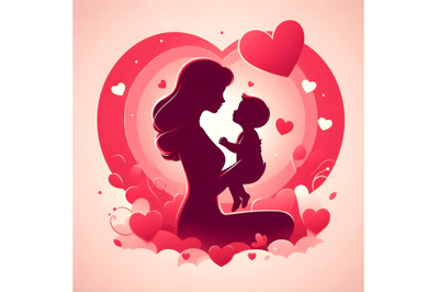 Silhouette of mother and child